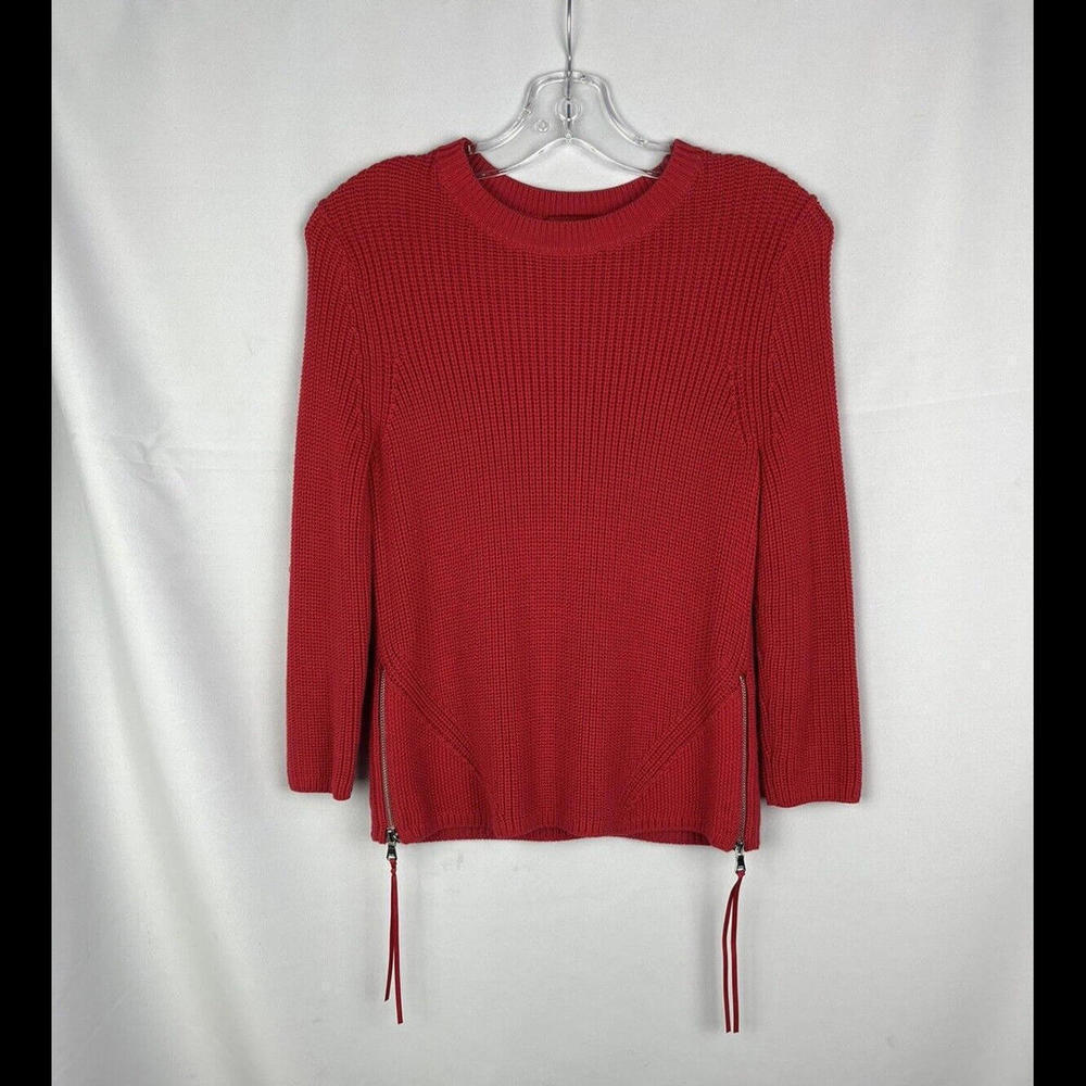 Hugo Boss Knit Side Zip Cotton Sweater Crewneck Fushia Pink Size XS